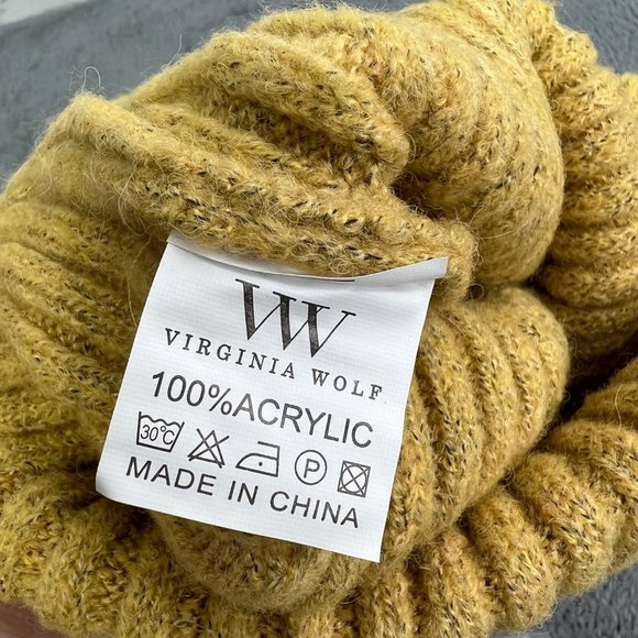 Virginia Wolf Sunray Beanie Hat Faux Fur Snap on Pom Gold Mustard Knit Beachly - Picture 4 of 5